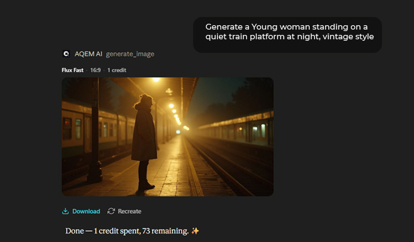 Generating an image from a text prompt inside Claude